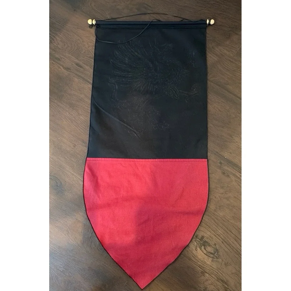 Medieval Griffin Wall Banner Black Red Fantasy Heraldic Tapestry Hanging Decor